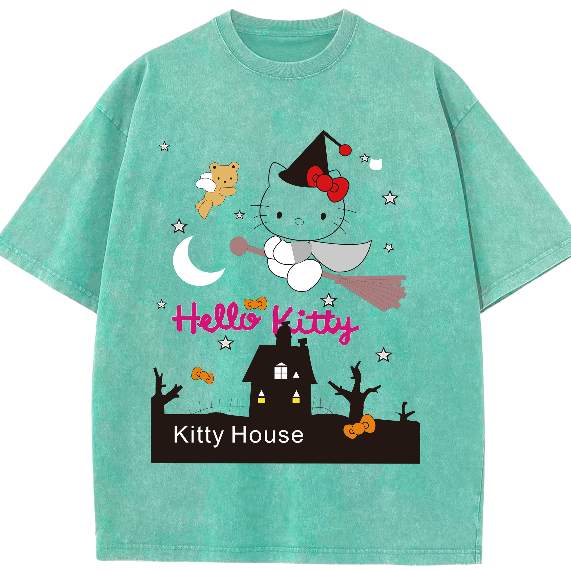 （画像用） Hello Kitty ハローキティ 綿100% ヴィンテージ風 半袖Tシャツ（フロントプリント）